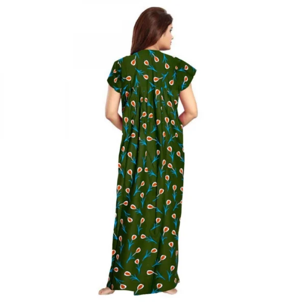 Women's Cotton Printed Maxi Nighty (Green)