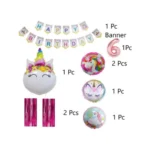 6Th Happy Birthday Decoration Combo With Unicorn Foil Balloon (Pink)