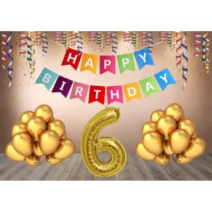 6Th Happy Birthday Decoration Combo With Multi Color Banner (Multicolor)