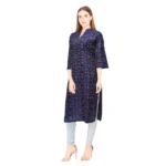 Women's Sambalpuri Certified Handloom Chiffon Straight Kurti (Navy Blue)