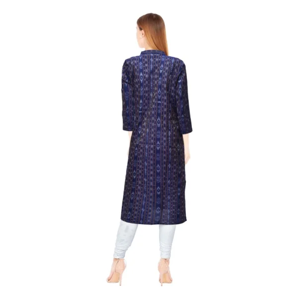 Women's Sambalpuri Certified Handloom Chiffon Straight Kurti (Navy Blue)