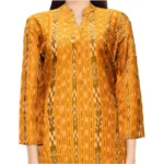 Women's Sambalpuri Certified Handloom Cotton Straight Kurti (Mustard Yellow)