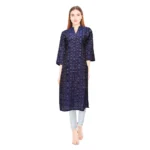 Women's Sambalpuri Certified Handloom Chiffon Straight Kurti (Navy Blue)