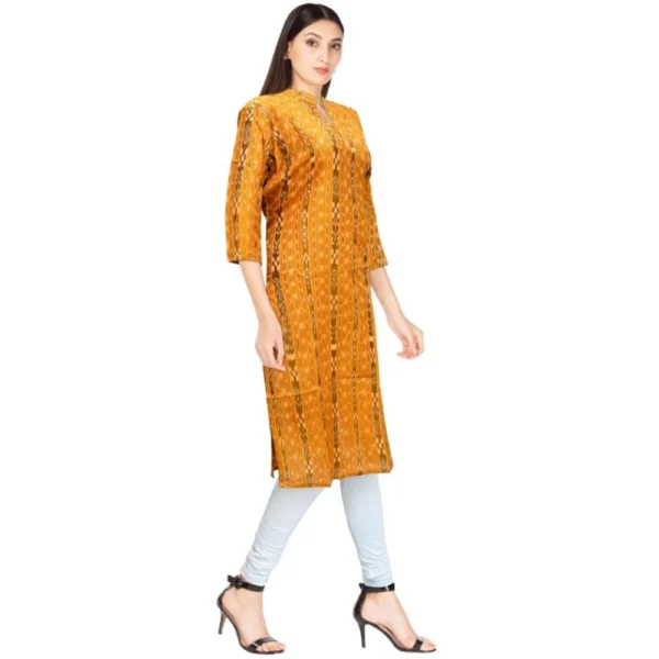 Women's Sambalpuri Certified Handloom Cotton Straight Kurti (Mustard Yellow)