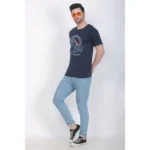 Men's Cotton Jersey Round Neck Printed Tshirt (Navy)