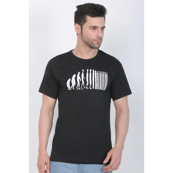 Men's Cotton Jersey Round Neck Printed Tshirt (Black)