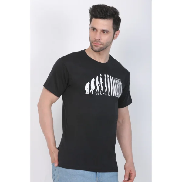 Men's Cotton Jersey Round Neck Printed Tshirt (Black)