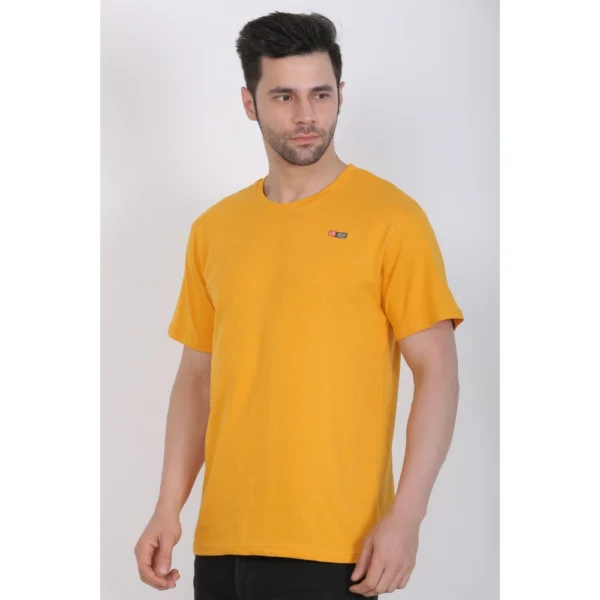 Men's Cotton Jersey Round Neck Plain Tshirt (Mustard Yellow)