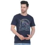 Men's Cotton Jersey Round Neck Printed Tshirt (Navy)