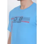 Men's Cotton Jersey Round Neck Printed Tshirt (Turquoise Blue)