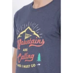 Men's Cotton Jersey Round Neck Printed Tshirt (Blue Melange)