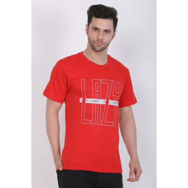 Men's Cotton Jersey Round Neck Printed Tshirt (Red)