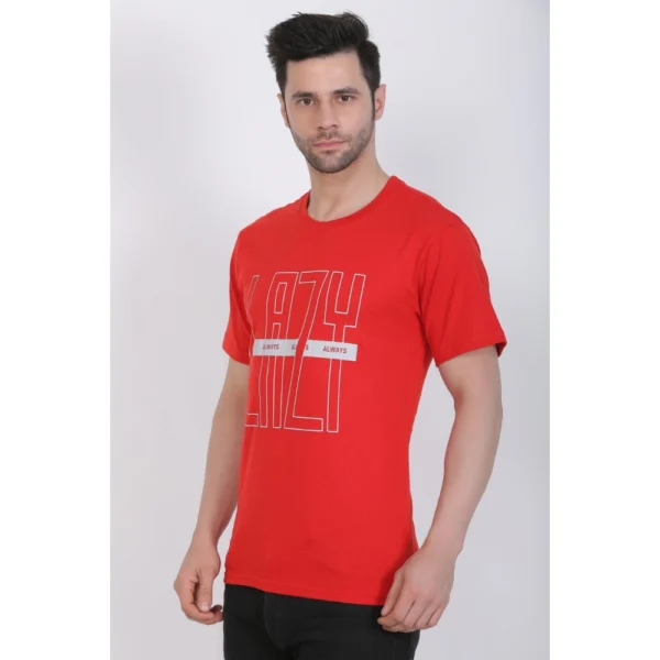 Men's Cotton Jersey Round Neck Printed Tshirt (Red)