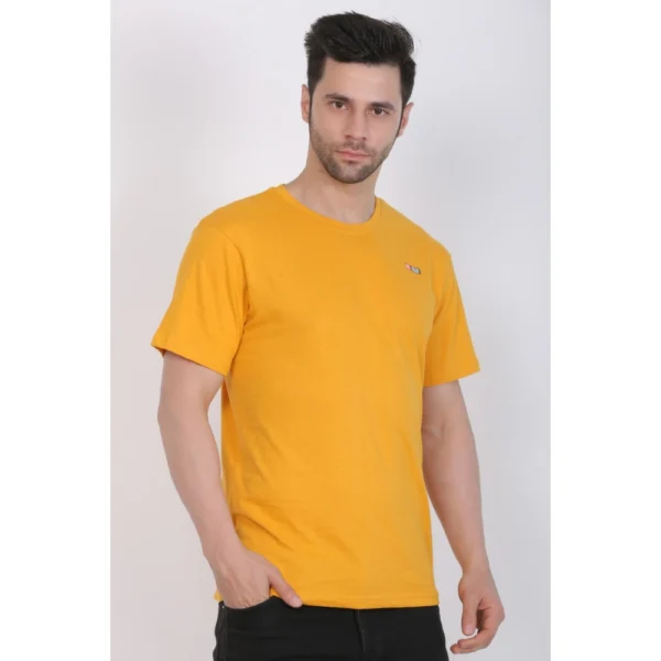 Men's Cotton Jersey Round Neck Plain Tshirt (Mustard Yellow)