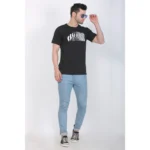 Men's Cotton Jersey Round Neck Printed Tshirt (Black)