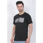 Men's Cotton Jersey Round Neck Printed Tshirt (Black)