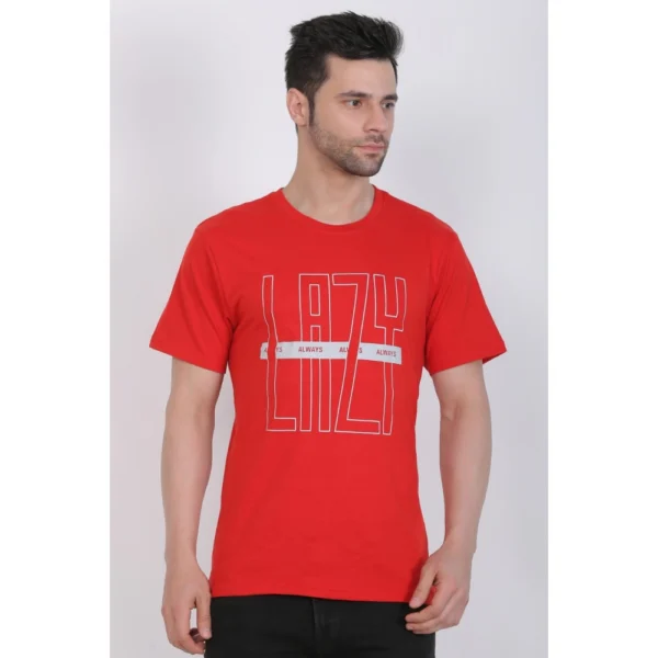 Men's Cotton Jersey Round Neck Printed Tshirt (Red)