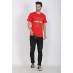 Men's Cotton Jersey Round Neck Printed Tshirt (Red)