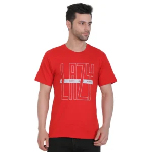 Men's Cotton Jersey Round Neck Printed Tshirt (Red)