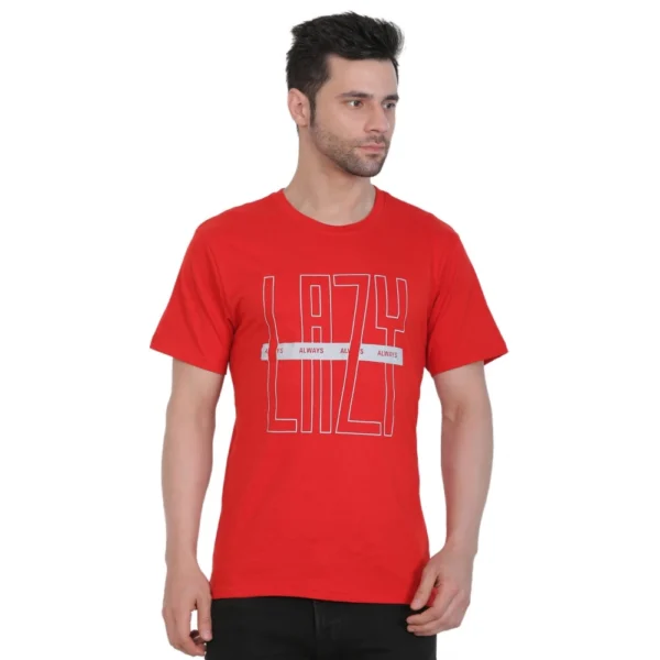 Men's Cotton Jersey Round Neck Printed Tshirt (Red)