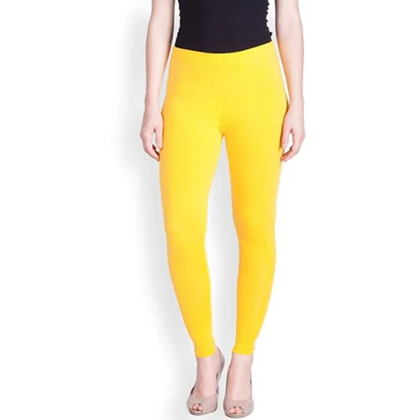 Women's Cotton Stretchable Skin Fit Ankle Length Leggings (Yellow)