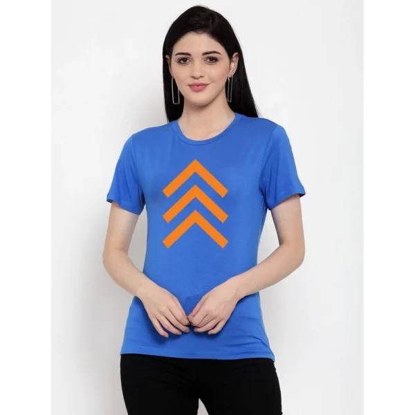 Women's Cotton Blend Up Arrow Print Printed T-Shirt (Blue)