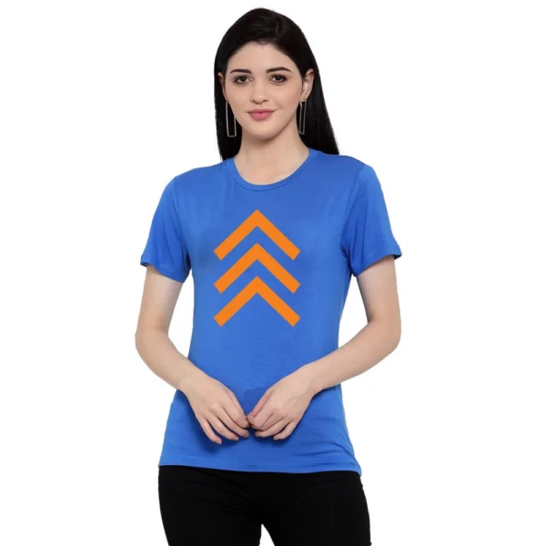 Women's Cotton Blend Up Arrow Print Printed T-Shirt (Blue)