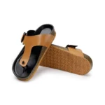 Unisex Cork Adjustable Buckle Straps Cork Sandals (Tan)