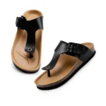 Women Cork Adjustable Buckle Straps Cork Sandals (Black)