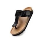 Women Cork Adjustable Buckle Straps Cork Sandals (Black)