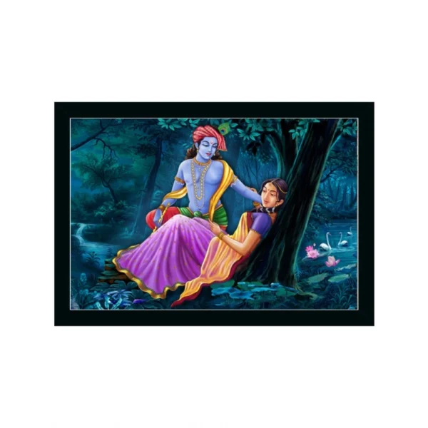 Radha Krishna Painting with Synthetic Photo Frame (Multicolor)