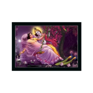 Radha Krishna Painting with Synthetic Photo Frame (Multicolor)