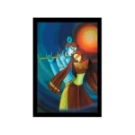 Radha Krishna Painting with Synthetic Photo Frame (Multicolor)