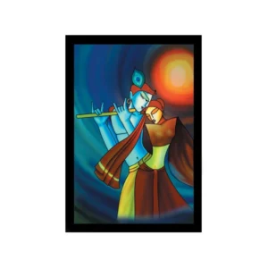 Radha Krishna Painting with Synthetic Photo Frame (Multicolor)