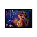 Radha Krishna Painting with Synthetic Photo Frame (Multicolor)