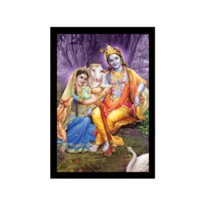 Radha Krishna Painting with Synthetic Photo Frame (Multicolor)