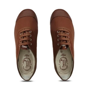 Unisex Cotton School Shoe Lace-Up (Brown)