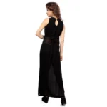 Women's Cotton Blend Solid Sleeveless Maxi Dress (Black)