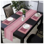 Ribbed Cotton Table Runner and Placemats Sets (Purple)