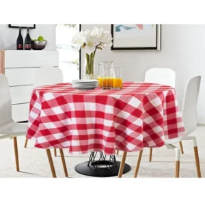 Checkered Cotton Checks Table Cloth (Red)