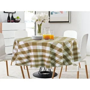 Checkered Cotton Checks Table Cloth (Beige)