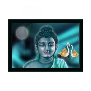 Buddha Painting with Synthetic Photo Frame (Multicolor)