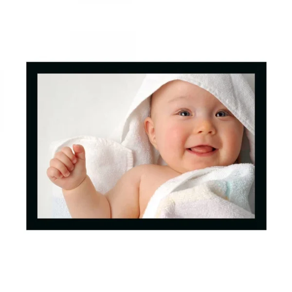 Baby Photo Painting with Synthetic Photo Frame (Multicolor)