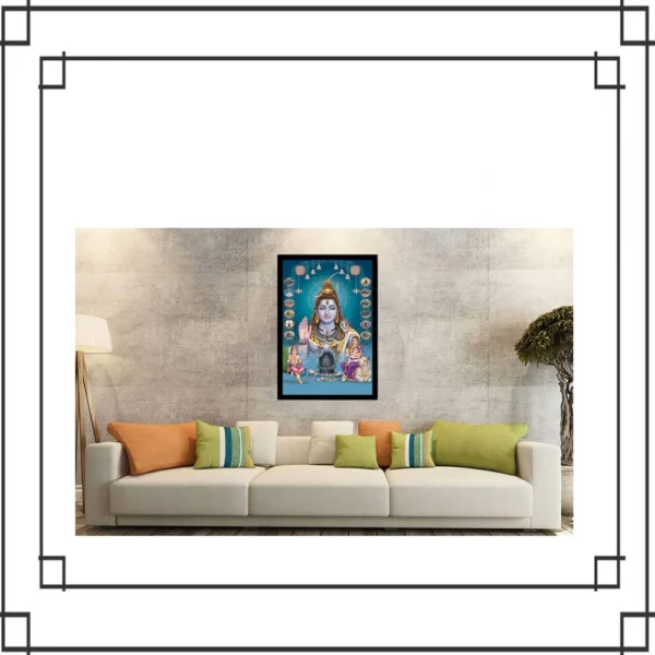 Lord Shiva Painting with Synthetic Photo Frame (Multicolor)