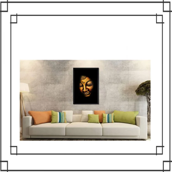 Buddha Painting with Synthetic Photo Frame (Multicolor)