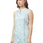 Women's Casual Sleeveless Abstract Poly Silk Kurti And Palazzo Set (Off White)