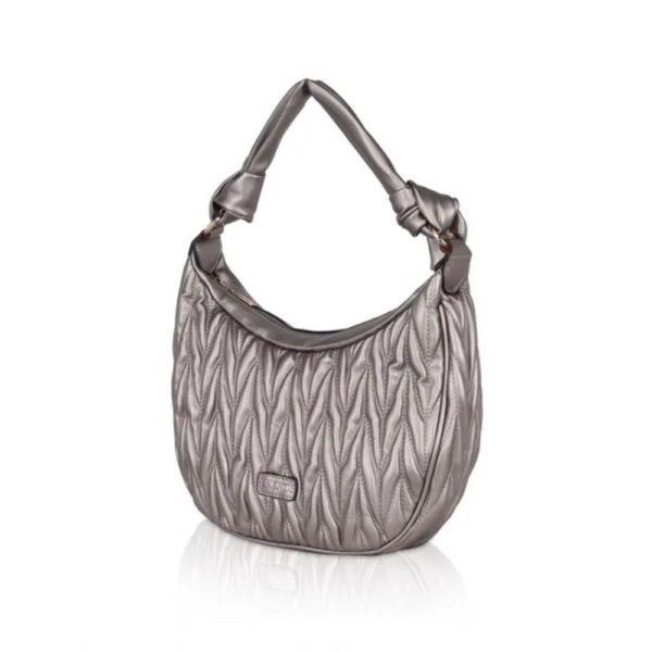 Women's Faux Leather Textured Handbag (Silver Grey)