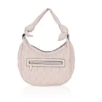 Women's Faux Leather Textured Handbag (Beige White)