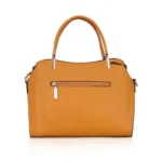 Women's Faux Leather Solid Handbag (Yellow)