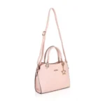 Women's Faux Leather Solid Handbag (Pink)